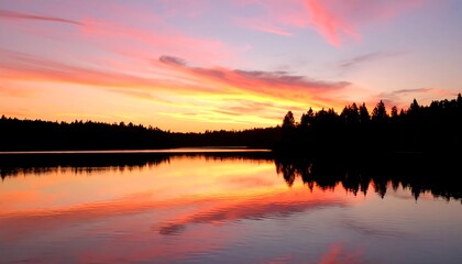 Serene sunset over a lake (2)