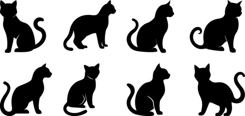 Pet Cat Silhouette Icon Collection