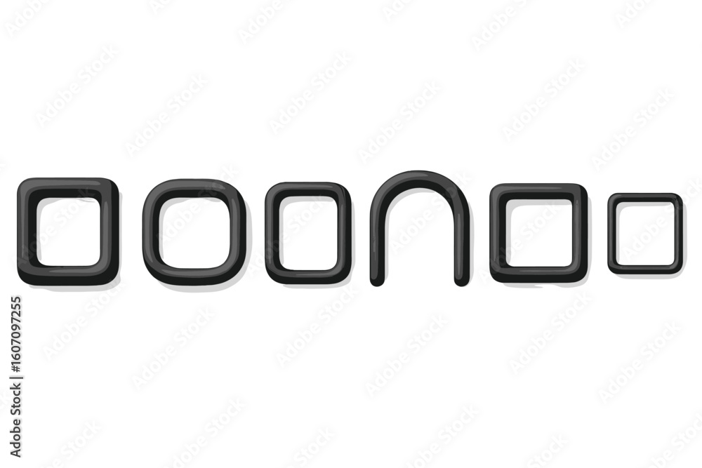 Poster unique black shapes arranged in a sequence on a neutral background showcasing modern design elements