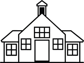 school building icon line art vector illustration on transparent background	
