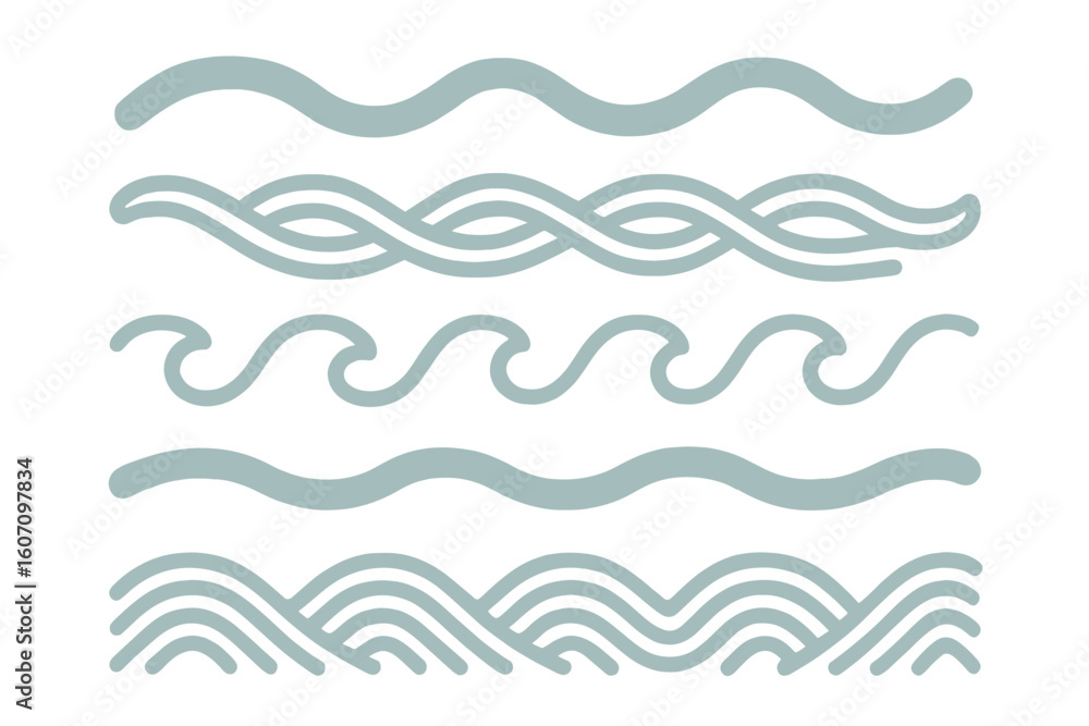 Poster waves in various styles create calming patterns suitable for decoration or design projects