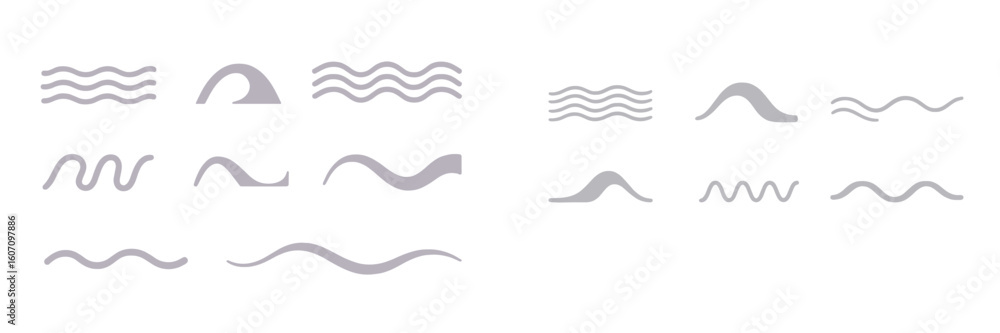 Poster design elements showcasing a variety of wave patterns created for artistic or graphic projects