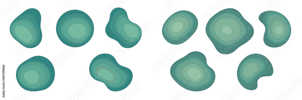 Poster abstract representation of organic shapes and forms showcasing soft curves and vibrant color gradien