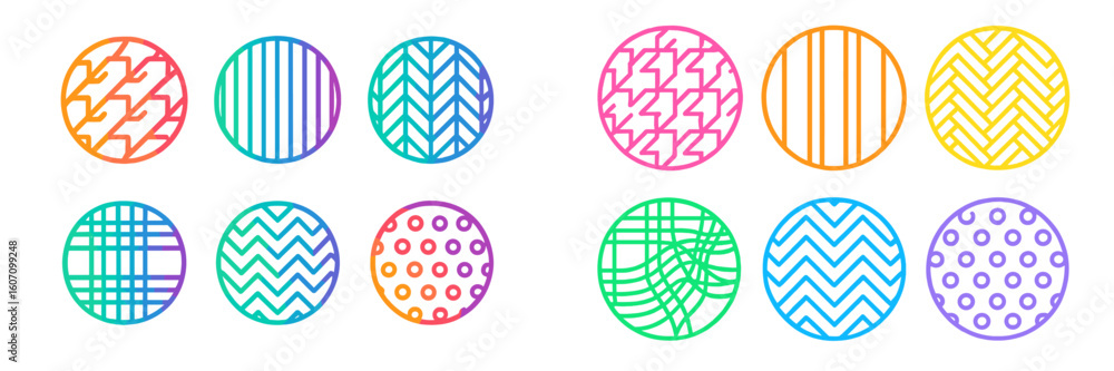 Poster colorful abstract patterns displayed in circular shapes showcasing vibrant design styles and intrica