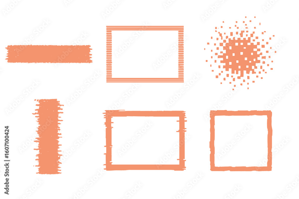 Poster creative orange design elements featuring brush strokes and frames for art projects or digital graph