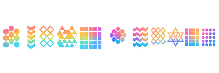 Colorful abstract geometric patterns in a harmonious gradient showcasing creativity and design trends