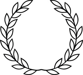 wreath with leaves icon line art vector illustration on transparent background	
