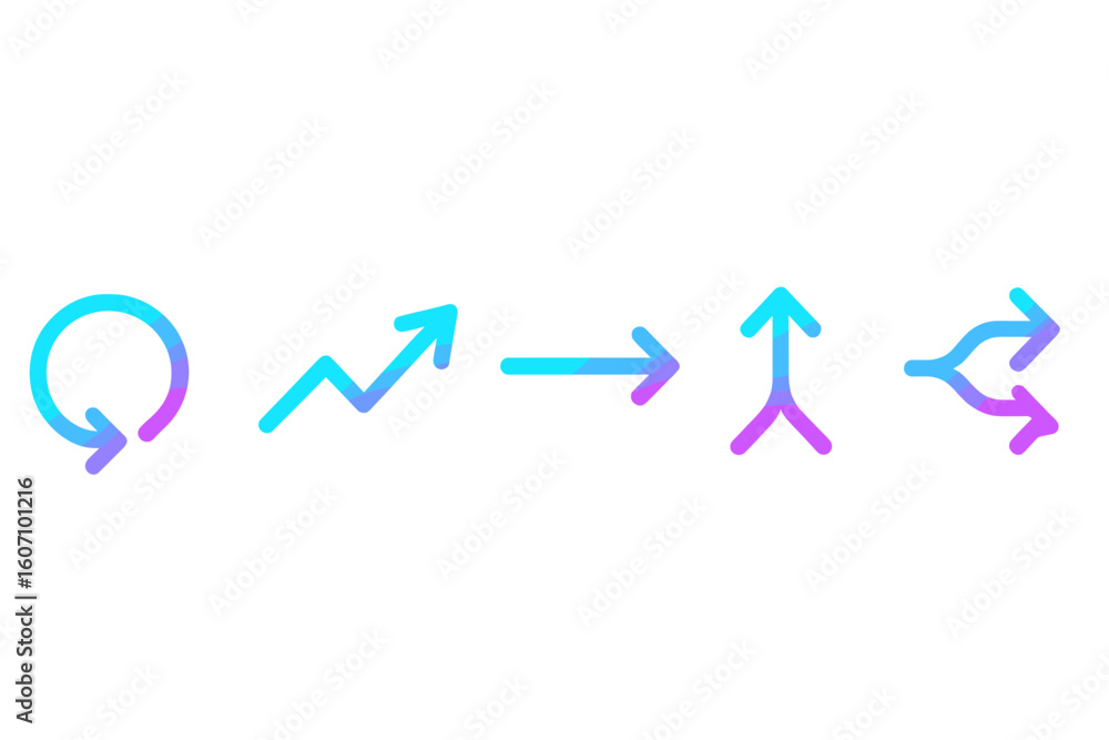 Poster dynamic abstract symbols representing growth, direction, and transformation in a digital design