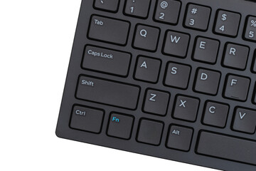 Close-up of black computer keyboard isolated on white