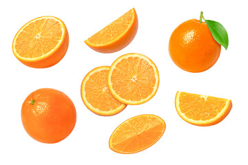 set of orange fruits isolated	on white