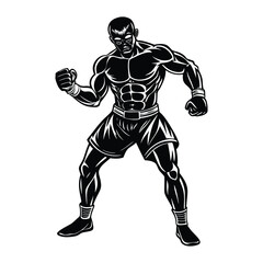 Fototapeta premium Vector a boxer stand with pose vector silhouette on white background