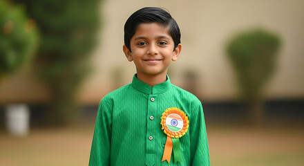 Young Patriot  Boy Celebrating India's Spirit