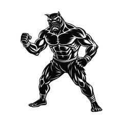 Obraz premium Vector a boxer stand with pose vector silhouette on white background