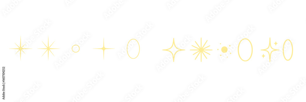 Poster creative arrangement of yellow stars and shapes on a white background showcasing abstract design ele