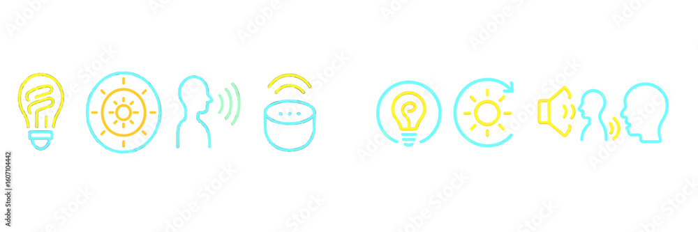 Poster innovative concepts of smart home technology and automation shared through icons representing variou