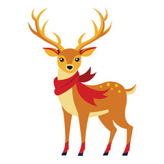 Obraz premium Festive Reindeer Illustration With Red Scarf and Seasonal Christmas Theme