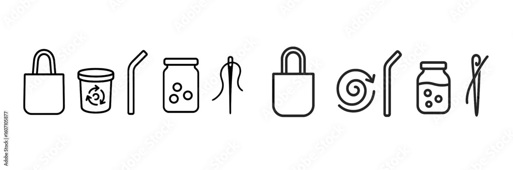 Poster creative collection of minimalistic icons representing various everyday objects and activities in a 