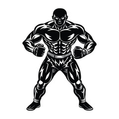 Vector a boxer stand with pose vector silhouette on white background