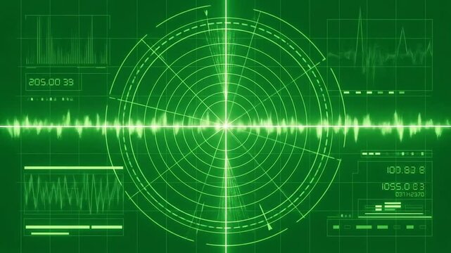 Futuristic Digital Radar Scanning, green screen background, realistic, no human or body parts, 4K resolution, seamless loop - Powered by Adobe