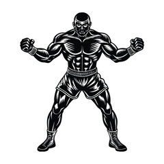 Vector a boxer stand with pose vector silhouette on white background