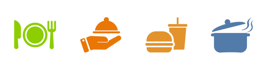 Icon of food, spoon and fork, serving, fast food, cooking, restaurant. Solid vector icon.