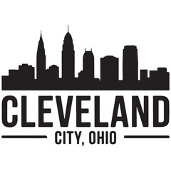 Naklejka premium Cleveland City skyline horizontal banner. Cleveland City, Ohio. Vector template for your design. Vector black silhouette. with white background