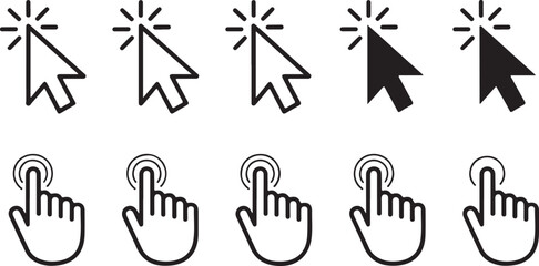 Fototapeta premium Pointer cursor and finger tap icons click hand