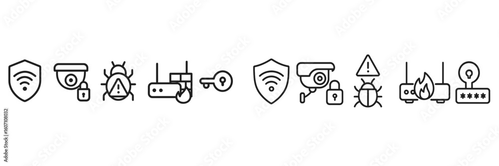 Aufkleber security icons representing digital safety measures and protocols for online protection and data pri