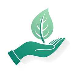Hand with Leaf Symbol Isolated on Transparent Background – Environmental Protection PNG Clipart