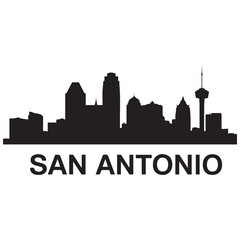 Naklejka premium San Antonio city simple silhouette. Modern urban background. Vector skyline. Vector black silhouette. with white background