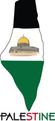 Palestine map with Al Aqsa