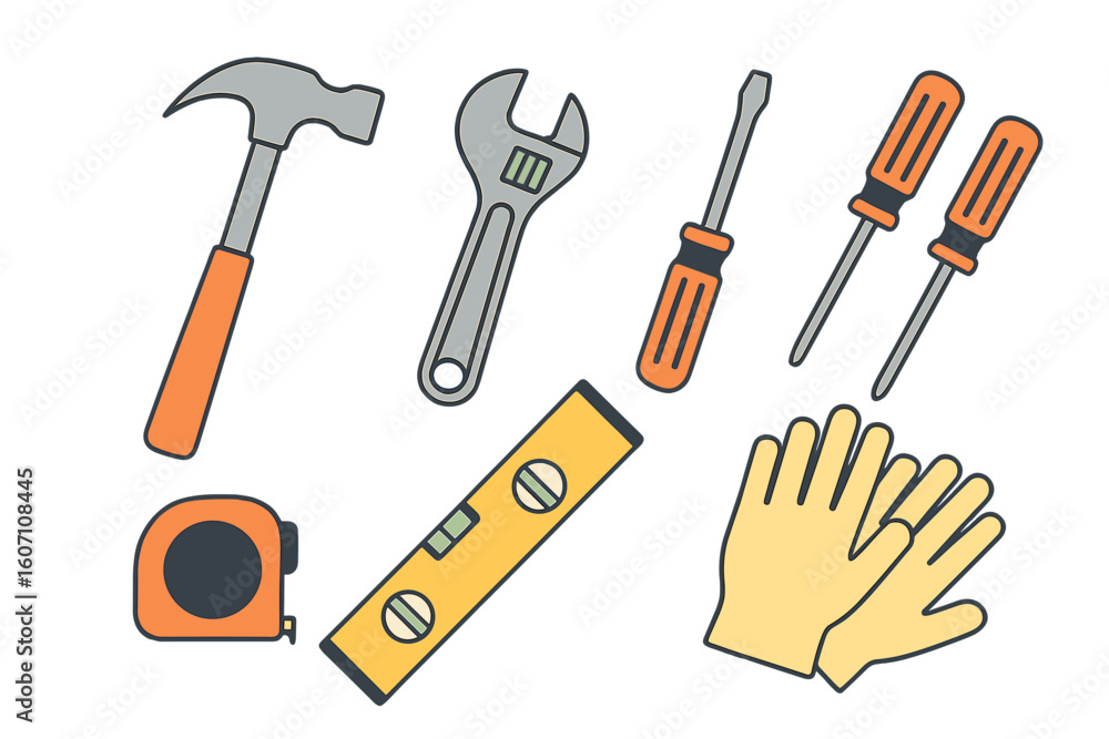 Poster essential hand tools displayed for home improvement projects and diy tasks in a clear layout