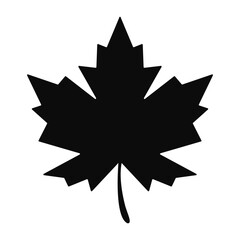 Solid black silhouette of maple leaf – classic shape perfect for autumn designs, Canadian themes, seasonal decorations, and nature-inspired graphic projects.