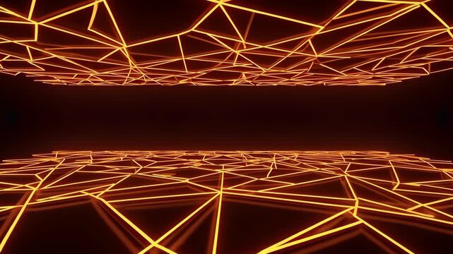 Fractal geometric pattern of a Ferris wheel at night with abstract light lines and a metallic texture