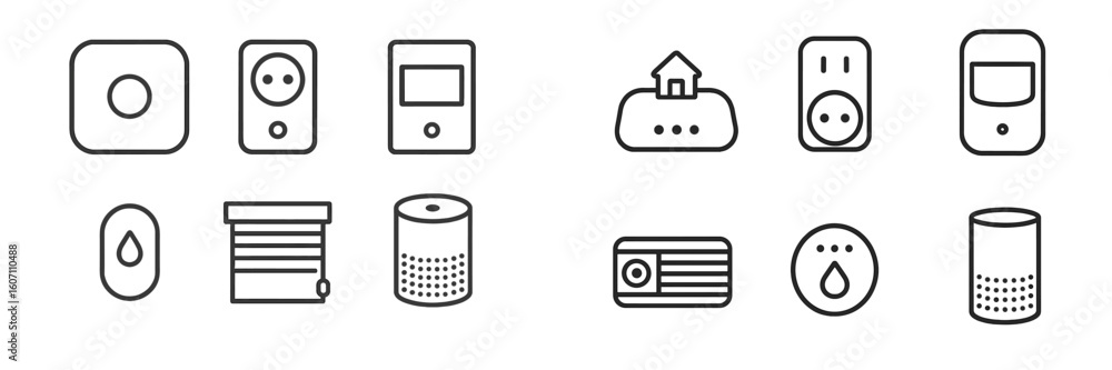 Poster various smart home technology icons displayed on a clean background in a modern design showcasing ho
