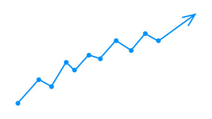 Blue business line with arrow moving upward direction concept of economic growth, stock market profit, business growth, share, stock, financial growth. Vector illustration.