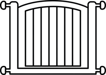 Fence Gate Illustration: A simple, elegant outline of a classic fence gate, perfect for adding a touch of classic charm to any visual project. 
