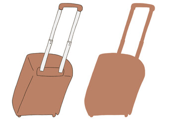 キャリー　旅行　趣味　イラスト　薄茶色　2セット　線画　シークレット　色違い