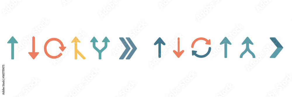 Poster directional arrows representing movement and navigation in a modern design layout