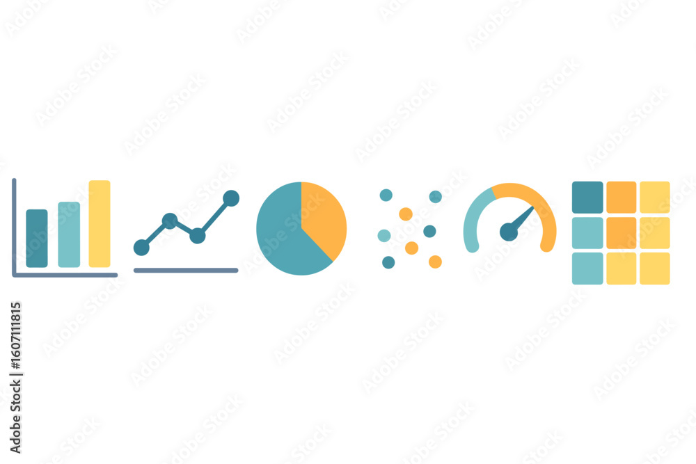 Poster data visualization elements used for analytics to represent information and trends in design format