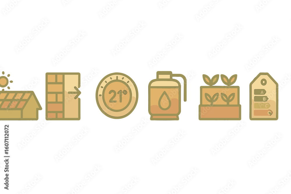Aufkleber sustainable agriculture icons representing techniques and measures for efficient farming practices a