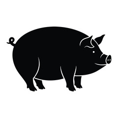 Fototapeta premium Black pig silhouette vector illustration isolated on white background perfect for design projects
