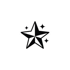 Fototapeta premium Shine Symbol Star Icon with Sparkles, Glittering Effect on Transparent Background