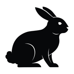 Obraz premium Black rabbit silhouette vector illustration isolated on white background for design purposes