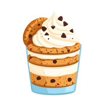 cookie parfait dessert with whipped cream clip art preview