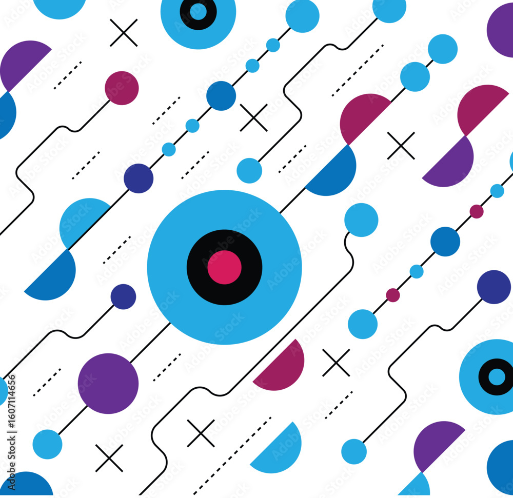 Poster Line Art Figures and Shapes Hi Tech Technology and Connection Modern Background. Graphic design elements and resources vector art