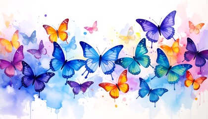 Colorful butterfly watercolor background