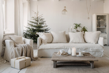 Fototapeta premium minimalist christmas celebration in usa featuring simple yet elegant decor