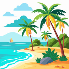 tropical island with palm trees