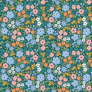 Cute floral pattern in small hand draw abstract flowers. Ditsy style. Floral seamless background for fashion prints. Vintage print. Seamless vector texture. Spring bouquet. Stock vector pattern.
